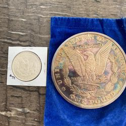 Giant Tribute To 1878 Morgan Dollar 1 Pound Copper Layered .999 Silver