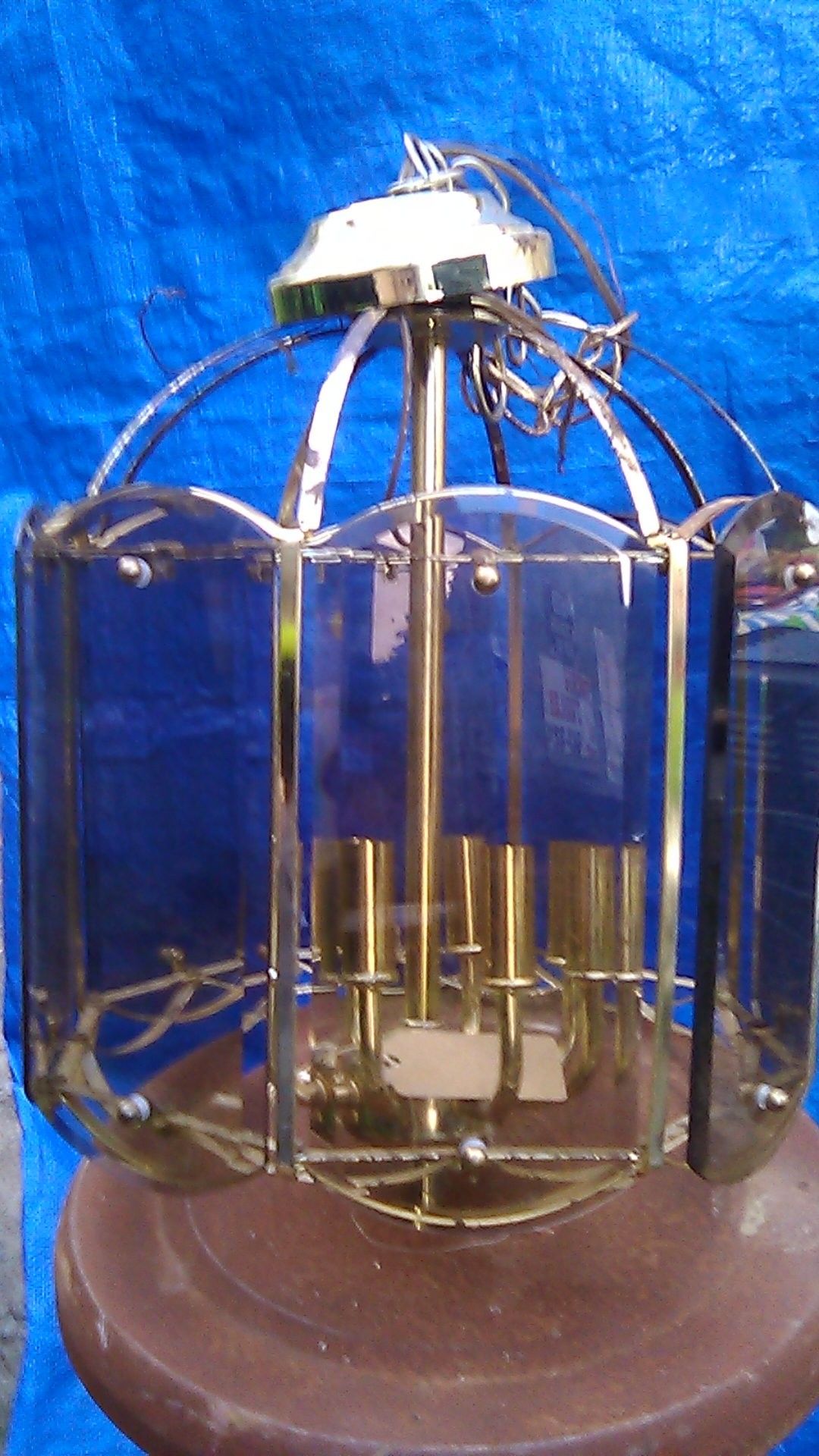 Tinted beveled glass chandelier