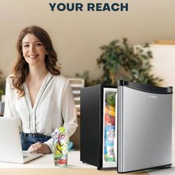Clearance  1.7 Cu.ft Mini Fridge with Freezer, Dorm Essentials, Adjustable Thermostat, Energy Saving, Low Noise, Single Door Compact Refrigerator for 
