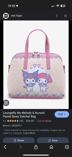 Loungefly My Melody & Kuromi Pastel Bows Satchel Bag