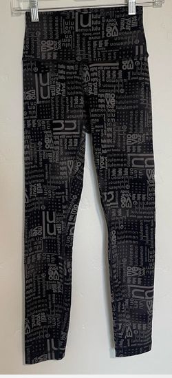 Lululemon Black Logo Print Leggings Size 2