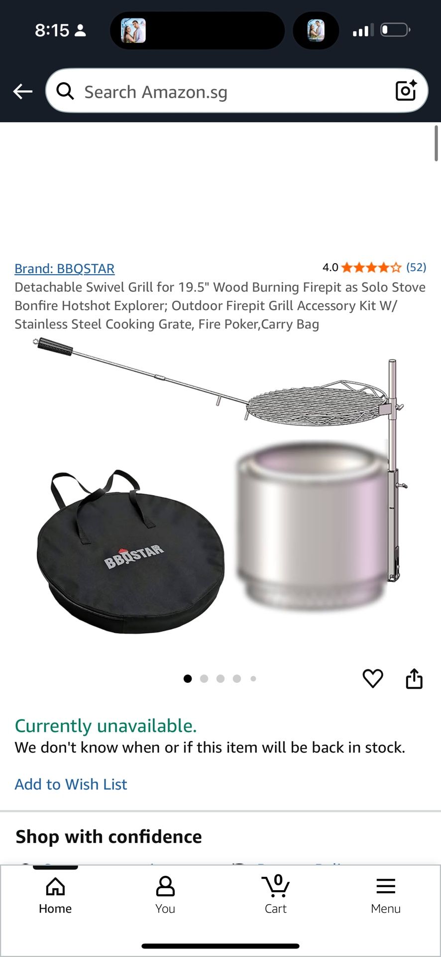 Detachable Swivel Grill for 19.5" Wood Burning Firepit as Solo Stove Bonfire Hotshot Explorer; Outdoor Firepit Grill Accessory Kit W/ Stainless Steel