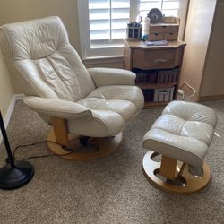 LANE LEATHER SWIVEL RECLINER + OTTOMAN