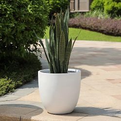 MGO Essentia Round Outdoor Planter, 17.2 in., White,H035-W
