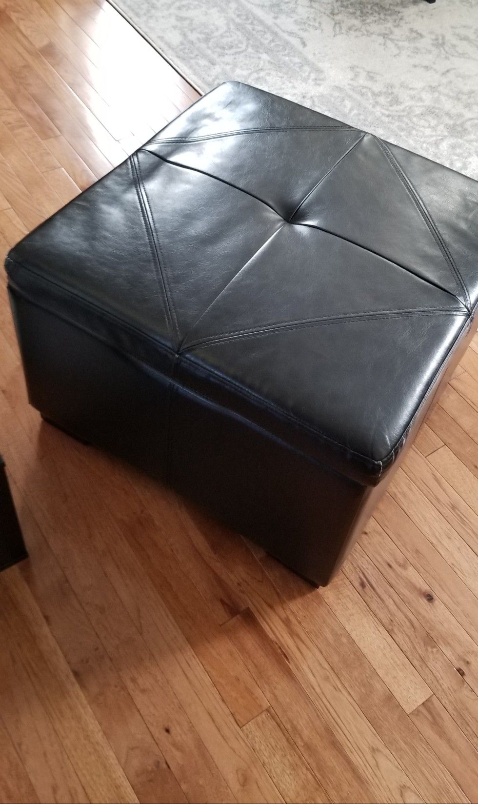 Pier 1 imports black faux leather storage ottoman