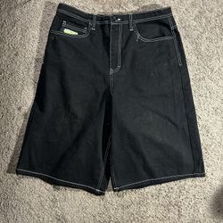 Empyre Ultra Loose Embroidered Black Skate Shorts