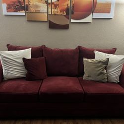 Red Sofa with Cushions