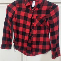 Girls Christmas shirt flannel Buffalo plaid size 6