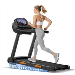 Foldable Treadmill with Wider Three Screen & Holder, 15% Incline new