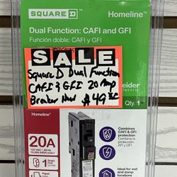 Square D Dual Function CAFI & GFI 20 Amp Breaker New 