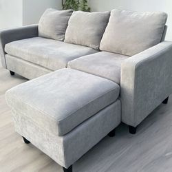 Light Grey Couch With Ottoman Delivery