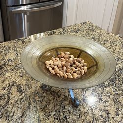 Decorative Amber Glass Bowl With Stand 