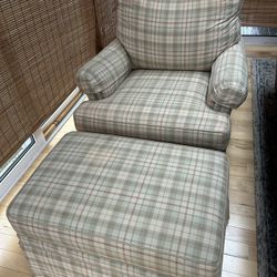 Ethan Allen Custom Swivel Chair & Ottoman