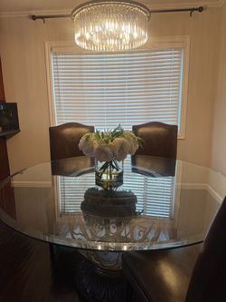 Wood and glass Dinning table and chairs