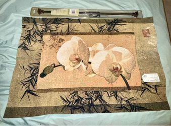 🌿 Bamboo & Orchids Tapestry Wall Hanging