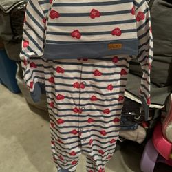 New Baby Unisex Lila & Jack Hearts Blue White Stripes Outfit  Onesie And Hat  