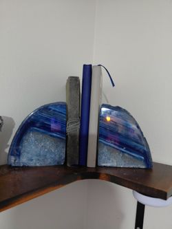 Natural Stone Agate Crystal Book Ends 