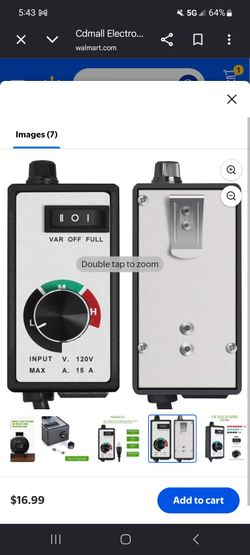 Cdmall Electronic Fan Speed Controller Variable Adjuster for Hydroponics Inline Duct Exhaust Ceiling Fans with 6' Long 120V 15A Cord