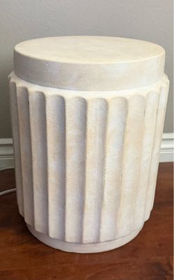 Ceramic white tan cream end table End table beige