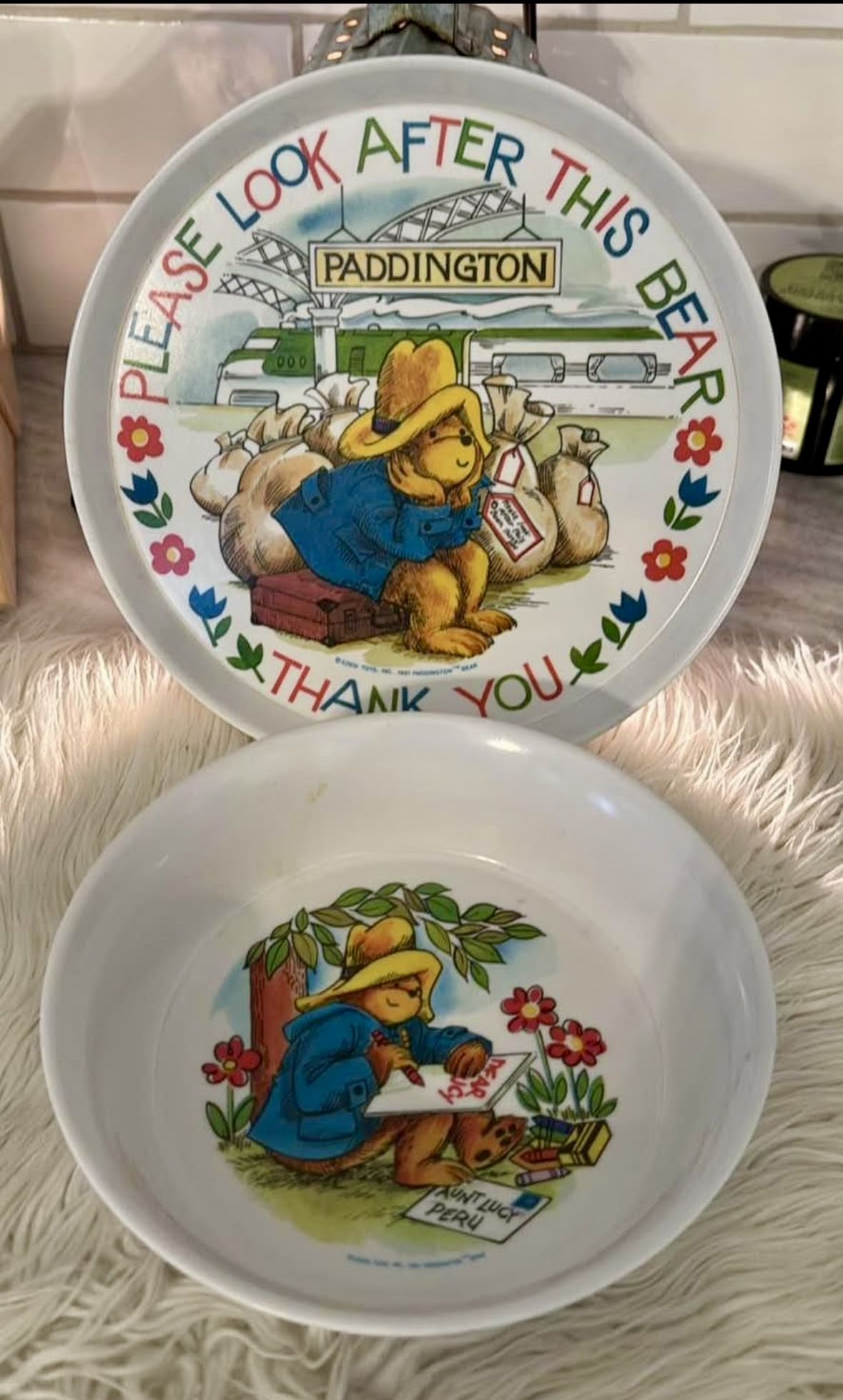 Vintage 1981 Paddington Bear dinnerware set by Eden Toys