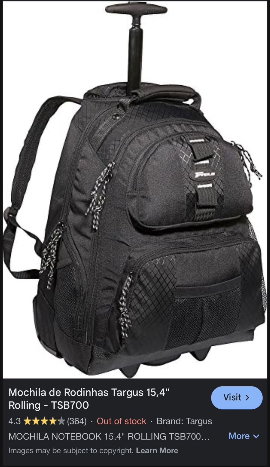 Targus 15 - 15.6 inch / 38.1 - 39.6cm Rolling Laptop Backpack