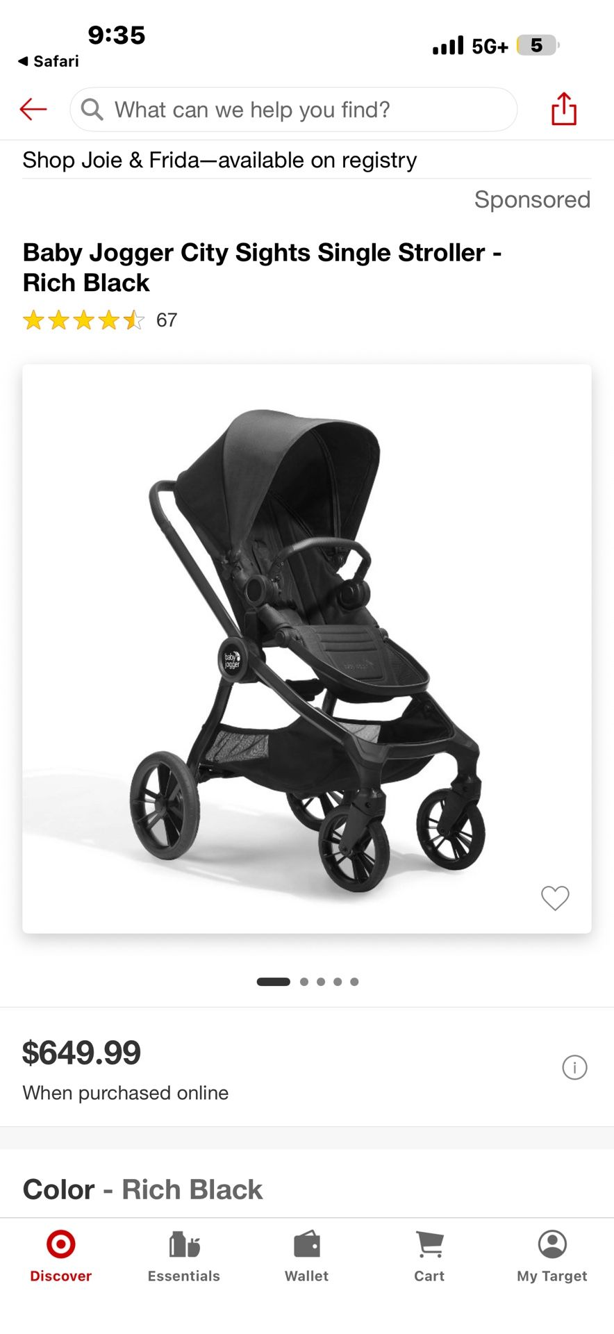 Baby Jogger Black Stroller Never Used New No Box