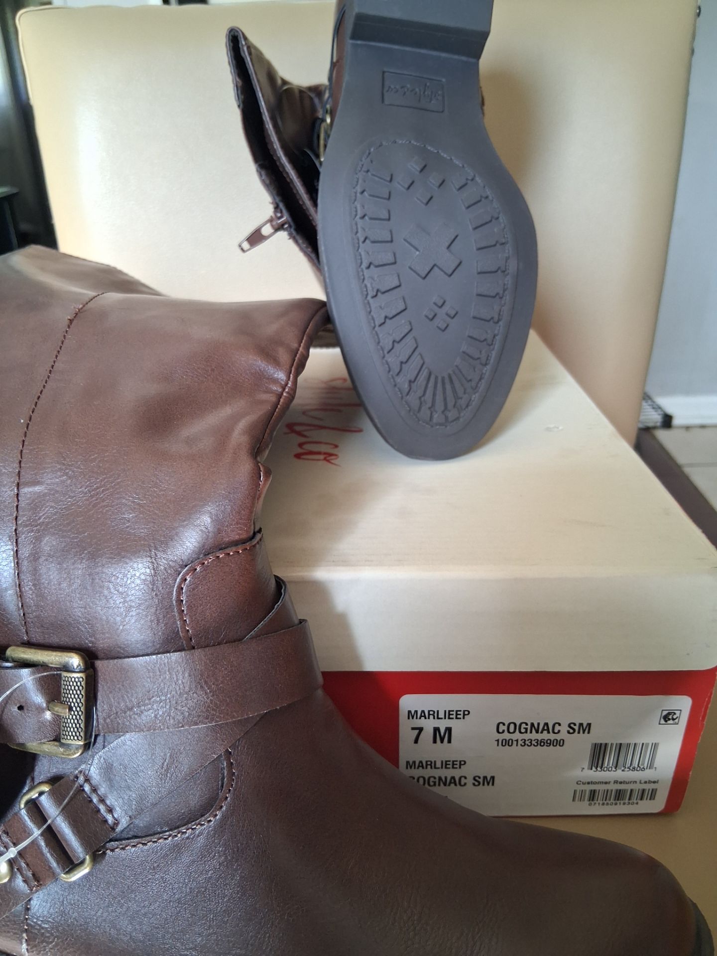 Cognac Color leather Sz 7.5 Boots