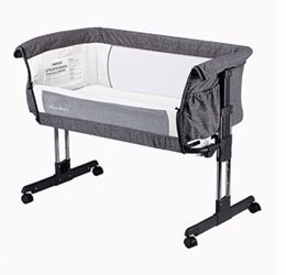 Mika Micky Baby Bassinet Bedside Sleeper Bedside Crib Easy Folding Portable Crib All mesh 2022 New,Grey