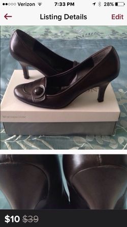 Brown dress shoes with low heel