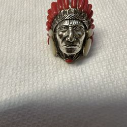 V. Sterling Silver  Native American Style Ring Size 8