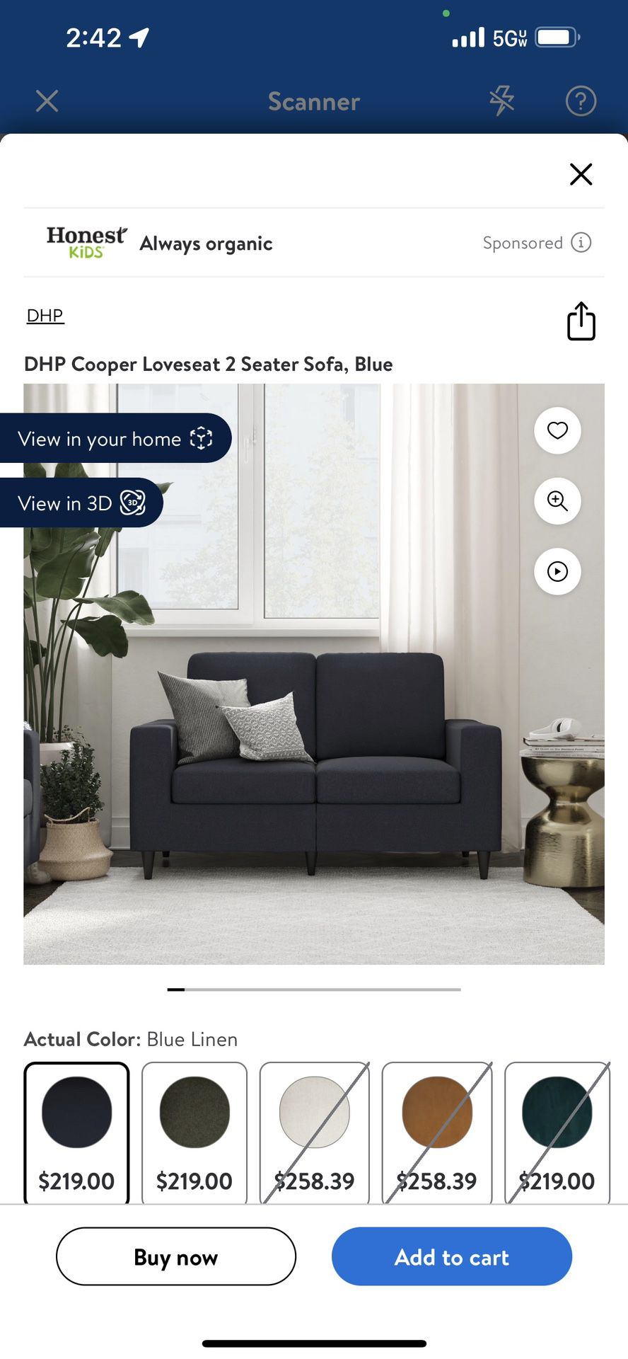 DHP Cooper Loveseat 2 Seater Sofa, Blue Pm if interested 