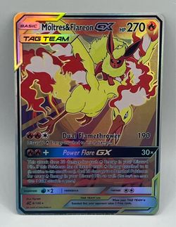 Non TCG Pokemon Moltres & Flareon Tag Team Fan Art Card