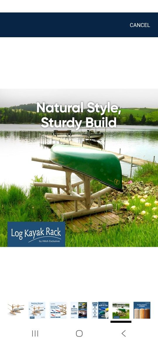 4 Place Natural Cedar Wood Kayak/ Canoe Log Rack 
