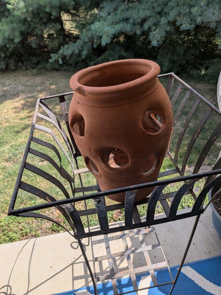 Vintage Hewells Pottery Terra Cotta Strawberry Planter 