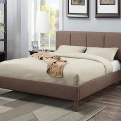 Brand New Light Brown Fabric Bed