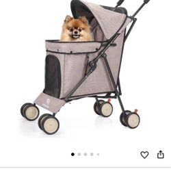 Umbrella Dog Stroller, 4 Wheels Pet Strolling, Foldable Carrier for Small Dogs Cats, up to 33lbs