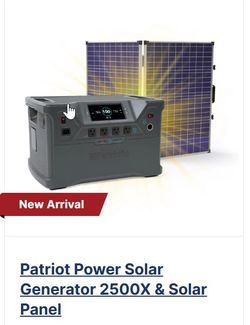 BRAND NEW!! 4Patriots Power Generator 2500x w/Solar Panel