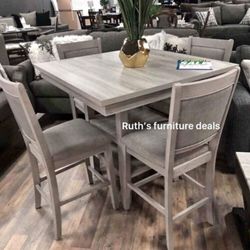 Beautiful! 5-pc Counter Height Dining Set Light Grey 