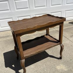 Antique Mid Century Rolling Table Solid Wooden 