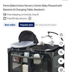 Pamo Babe Unisex Nursery Center Baby Playard with Bassinet & Changing Table, Newborn