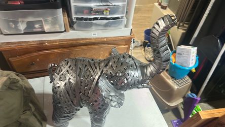 Metal Woven Elephant Sculpture