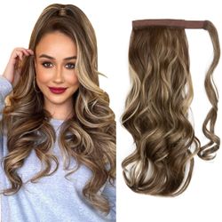Wrap around hair extension brown blonde mix