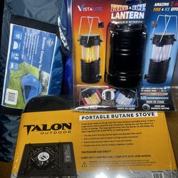 COMPLETE CAMPING EQUIPMENT, READY TO GO. NEW NEVER USED IN PERFECT CONDITION. 