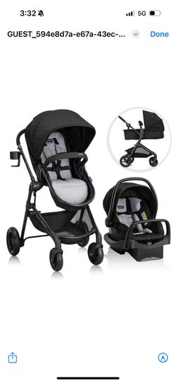 Evenflo Pivot Modular Travel System with LiteMax Infant Car Seat with Anti-Rebound Bar - Oxford Black