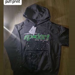 Green/grey sp5der hoodie 