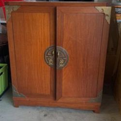 Asian Spirits Service Bar Cabinet w/ Lock & Key. Carved by the George Zee Co.