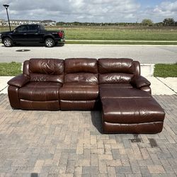 🛋️ Real Leather Couch with Chaise - Delivery Available 