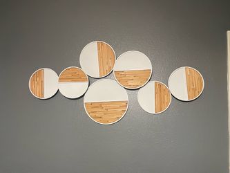 Modern Circular Wood and White Wall Art