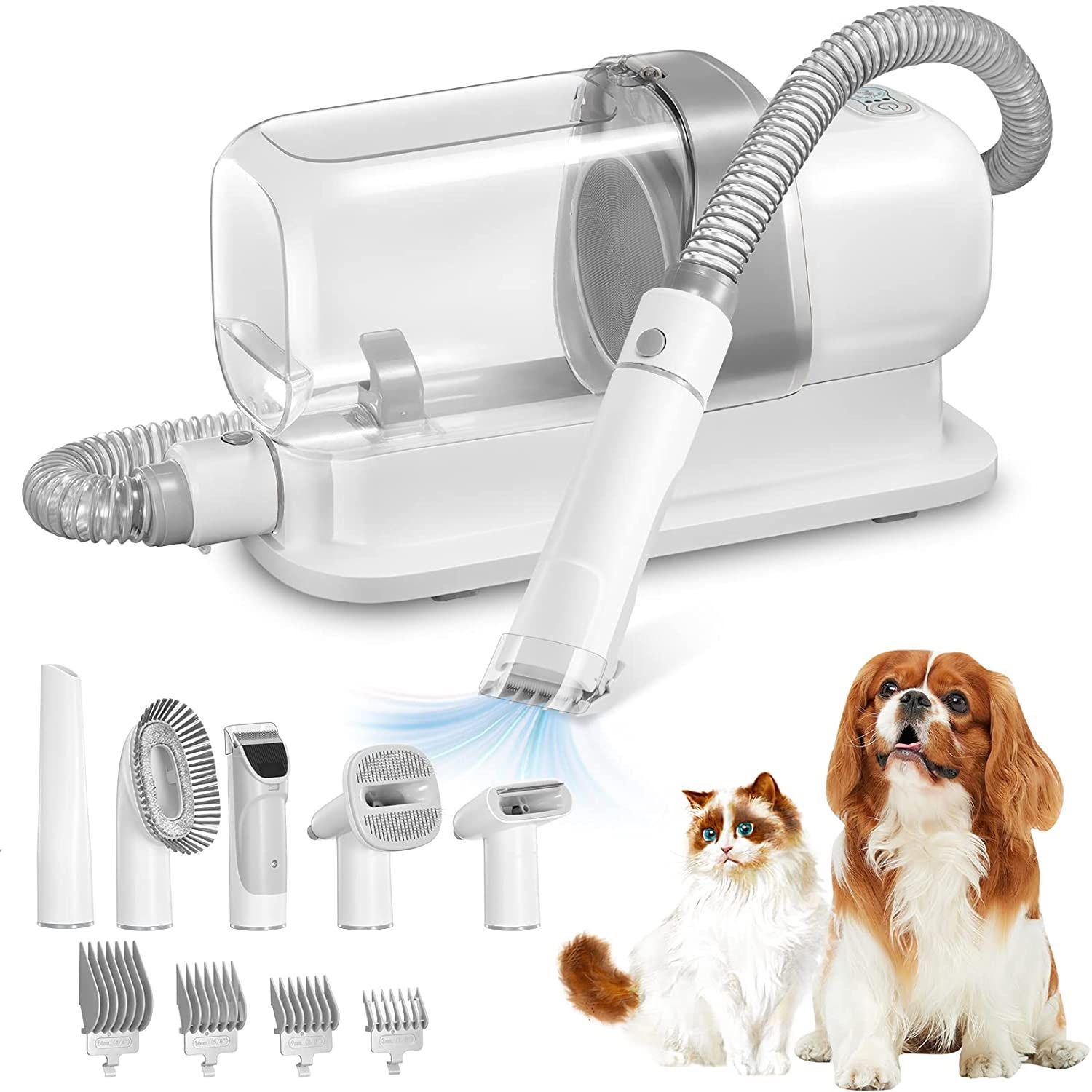 Pet Grooming Vacuum & Dog Grooming Kit with 2.3L Capacity Larger Pet Hair Dust Cup Dog Brush for Shedding Pet Hair Vacuum Cleaner with 5 Proven Groomi