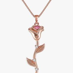 14k Rose Gold Plated Sterling Silver Rose Necklace